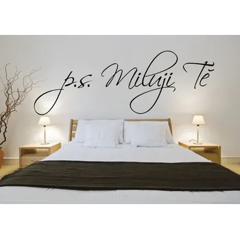 Samolepící dekorace Samolepky na zeď-Nápis-p.s. Miluji Tě I - XS (60 x 21 cm)