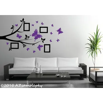 Samolepící dekorace Samolepky na zeď - FOTO větvička s motýlky - L