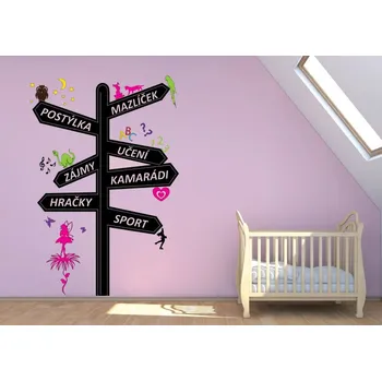 Samolepící dekorace Dětské samolepky na zeď - Rozcestník pro holky - XL (75 x 110 cm)