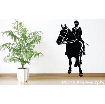 Samolepící dekorace Samolepky na zeď - Kůň se žokejem - M (43 x 75 cm)