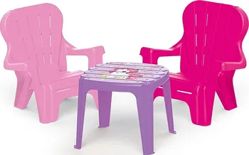 Dětský zahradní nábytek Dolu Zahradní set stůl a 2 židle jednorožec růžový/fialový