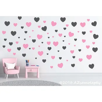 Samolepící dekorace Dětské samolepky na zeď - DUO srdíčka