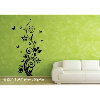 Samolepící dekorace Samolepky na zeď - Pnoucí květina Ring s motýlky - S (35 x 65 cm)