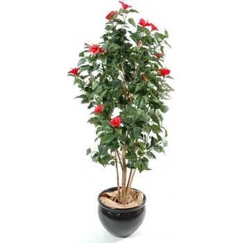 umělá květina IBIŠEK ČERVENÝ, 150cm (Luxusní kvetoucí umělý keř)