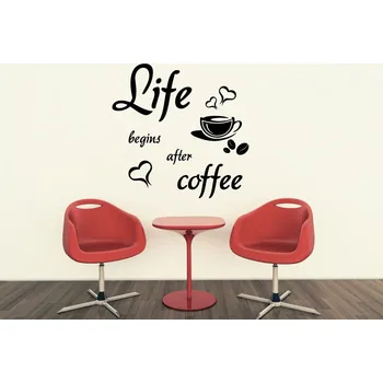 Samolepící dekorace Samolepky na zeď-Nápis-Life-coffee - S (40 x 40 cm)