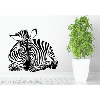 Samolepící dekorace Samolepky na zeď - Ležící zebra - M (80 x 70 cm)