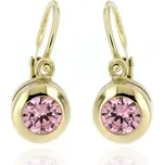 Zlatnictví U Kostela Dětské zlaté náušnice s růžovým kamínkem 703Rz 385725031