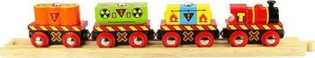 Bigjigs Toys Rail Vláček s nebezpečným nákladem 2 koleje