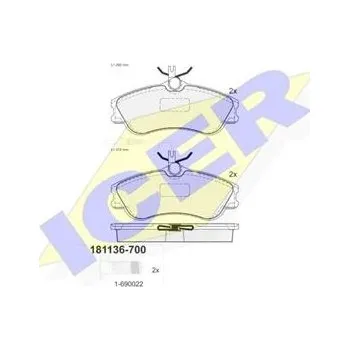 Brzdová destička PŘEDNÍ BRZDOVÉ DESTIČKY citroen,peugeot,icer 181136-700