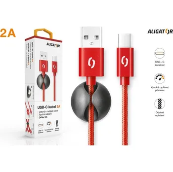 Datový kabel Datový kabel ALIGATOR PREMIUM 2A, USB-C, červená