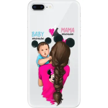 Pouzdro na mobilní telefon Odolné silikonové pouzdro iSaprio - Mama Mouse Brunette and Boy - iPhone 8 Plus