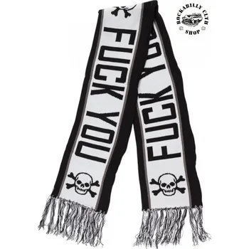 Šála Zimní šála Sourpuss Fuck You Knit Scarf White