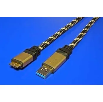 Datový kabel ROLINE GOLD microUSB 3.0 kabel 1,8m, propojovací, USB 3.0, 1,8m, USB3.0 A (M), ->microUSB 3.0 B(M), stíněn