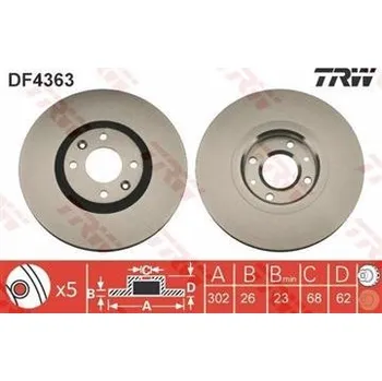 Brzdový kotouč přední brzdový kotouč citroen,peugeot,4246.C0*,TRW DF4363