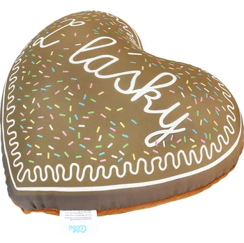 Dekorativní polštářek Recenze ALBI perníkové srdce 28 × 26 cm hnědé