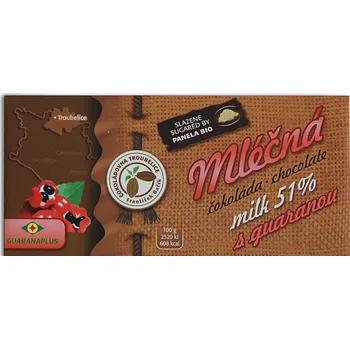 Čokoláda Guaranaplus Mléčná čokoláda 51 % s guaranou 45 g