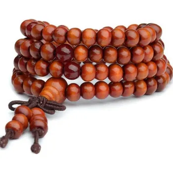 Náhrdelník Blingstar Dřevěný Náramek / Náhrdelník Buddha - Mala - hnědý - 1685 korálky