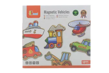 Dřevěná hračka VIGA Dřevěné magnety dopravní prostředky 20 ks