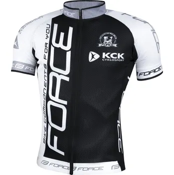 cyklistický dres Force Team18 krátký rukáv černý/bílý