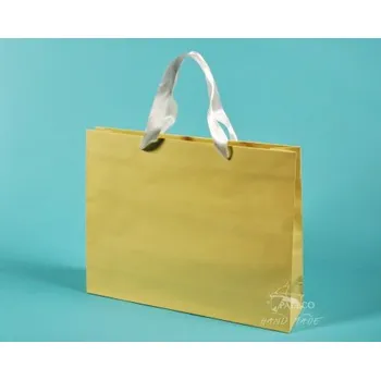 Dárková taška papírové tašky PAVLÍNA 38x10x30 krémové, stuha, Karton 1 taška