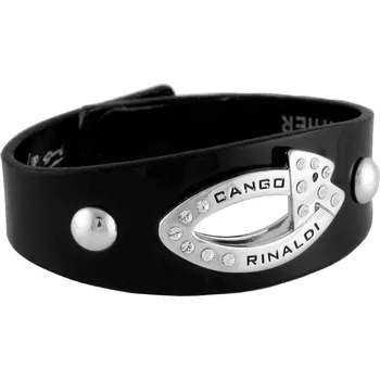 Náramek Luxusní černý kožený náramek Cango & Rinaldi křišťálem se Swarovski Elements