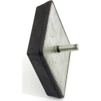 Černý gumový doraz tvaru komolého jehlanu se šroubem FLOMA - 12 x 12 x 3 cm