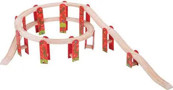 Bigjigs Toys Rail Víceúrovňový set kolejí červený
