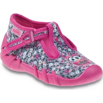 Dívčí bačkory Bačkůrky papučky botičky Befado Speedy 110P302 šedorůžové se sovičkou velikost: 22
