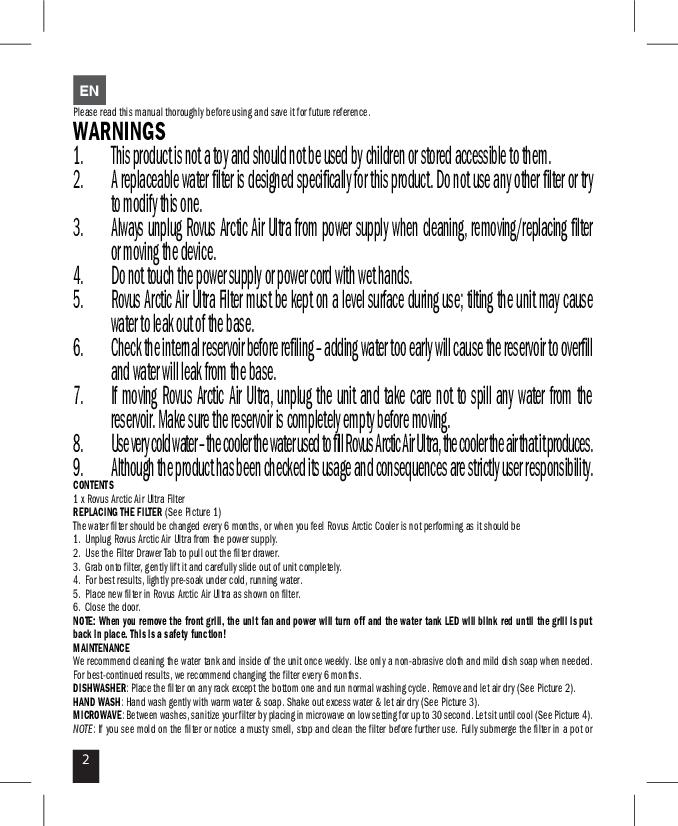 Manuál Rovus Arctic Air Ultra bílá | Zboží.cz