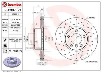 Brzdový kotouč Brembo 09.B337.2X