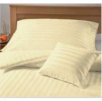 Povlečení Damaškové hotelové povlečení 25 mm proužek smetanová 140x200 + 70x90