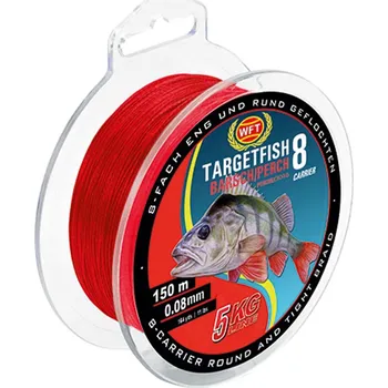 WFT šňůra Target Fish 8 0.08mm 5kg 150m, červená (Pletená šňůra z 8mi pramenů pro rybolov ve sladké i slané vodě.)