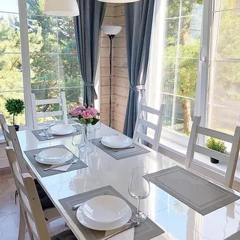 ubrus Mekke sklo Ubrus na stůl z měkkého skla 95x190 cm Ubrus: Průhledná lesklá folie