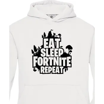 Chlapecká mikina Dětská mikina Eat Sleep Fortnite Repeat, Barva Bílá, Velikost 146-152, Canvas Dětská mikina Bezvatriko.cz 1