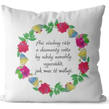 Dekorativní polštářek Polštář Růže a diamanty (Velikost: 40 x 40 cm)