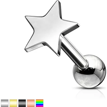 Piercing Piercingate Činka do ucha - hvězdička PNC00114 - Barva/Motiv: Duhová, Délka tyčky: 6 mm, Kuličky: 4 mm, Průměr tyčky: 1,2 mm