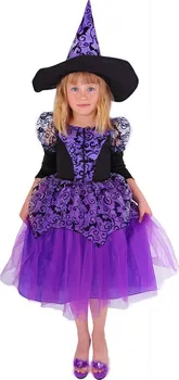 Karnevalový kostým Rappa Dětský kostým Čarodějnice s rukávy + klobouk netopýři/fialový/černý