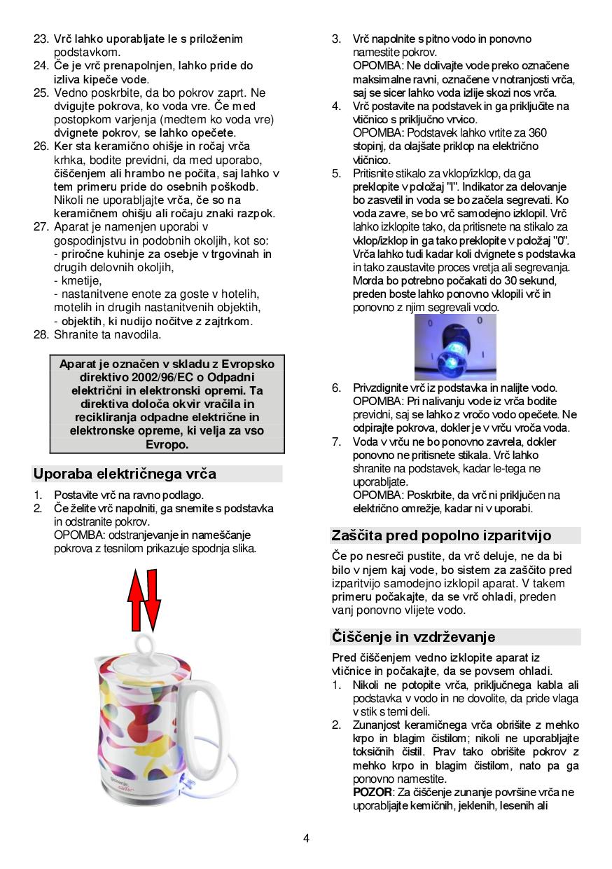 Návod k obsluze Gorenje K10C bílá - Zbozi.cz