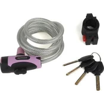 Zámek na kolo Author zámek ASL-25 10x1500 mm (růžová/černá)