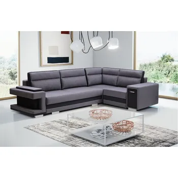 Sedací souprava Rozkládací rohová sedačka ARIA 1 šedá / černá