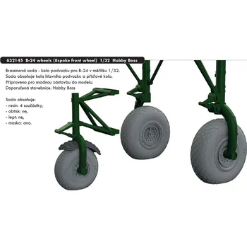 Plastikový model Eduard 1/32 B-24 wheels (8spoke front wheel) (HOBBY BOSS)