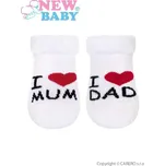 NEW BABY Kojenecké froté ponožky New Baby bílé I Love Mum and Dad Bílá 62 (3-6m)