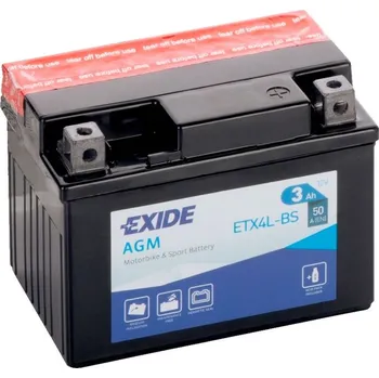 Motobaterie MOTOBATERIE EXIDE AGM 12V 3AH 50A ETX4L-BS