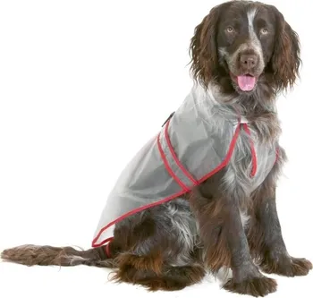 Obleček pro psa Karlie Classic pláštěnka 38 cm průhledná s červeným lemem