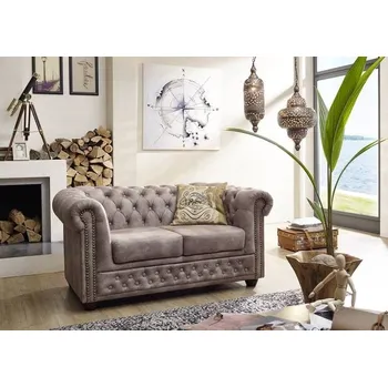 Pohovka Askont R Pohovka 2M Silver Chesterfield Oxford