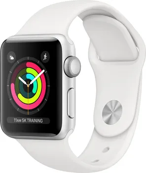 Apple Watch Series 3 stříbrný hliník s bílým sportovním řemínkem