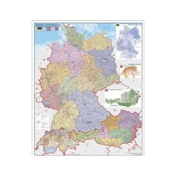 Německo-Rakousko-Švýcarsko spediční - nástěnná mapa 100 x 140 cm, laminovaná s 2 lištami
