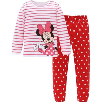 Dívčí pyžamo Minnie Mouse Minnie pyžamo červené Věk: 2T, Motiv: červeno-růžová s pruhy a puntíky