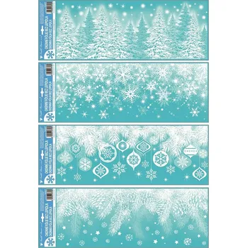 Okenní dekorace Okenní fólie s glitrem 60 x 21 cm - Sněhové vločky