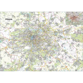 PRAHA - velká nástěnná mapa 155 x 110 cm, laminovaná s očky